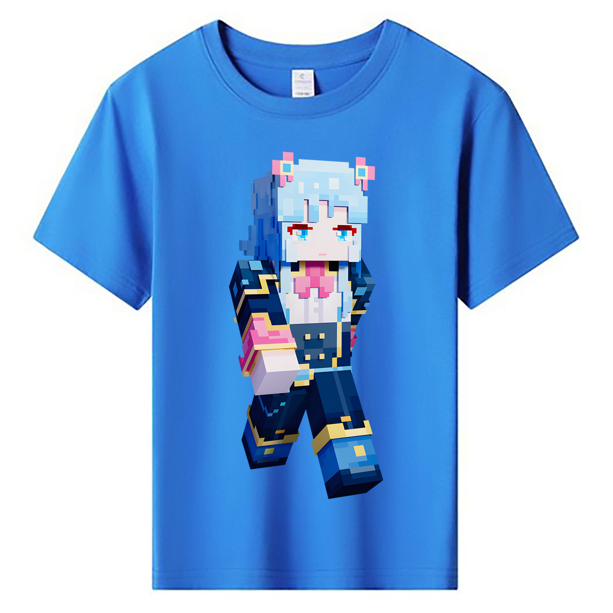 （画像用） マインクラフト ブロックの世界 Minecraft MC Block world 綿100％キッズTシャツ（フロントプリント）